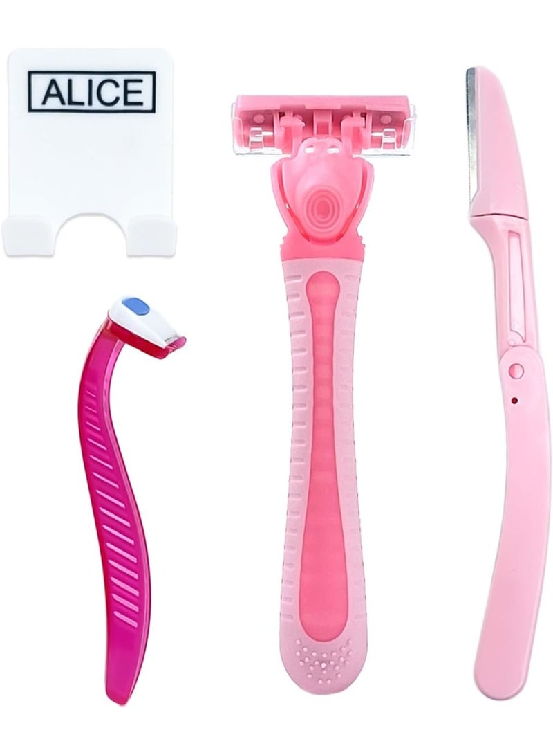 أليس مجموعة من 3 شفرات حلاقة، للعناية بالوجه والجسم، للنساء، تأتي مع حامل وشفرتين للحامل - Image 2